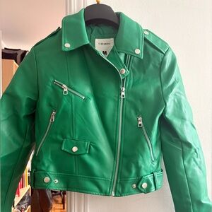 Terranova Green Faux Leather Biker Jacket - Women's M